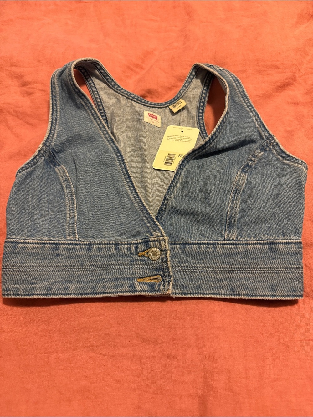 Levi's Light Blue Denim Cropped Vest Top